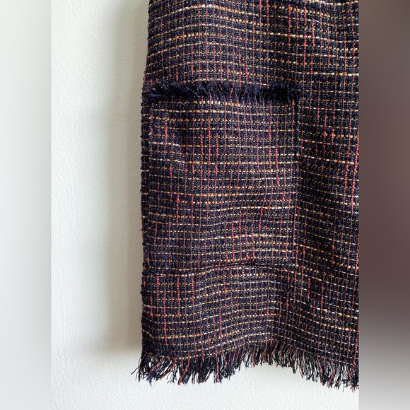 ZARA Tweed Burgundy Overalls Dress Mini Square Neck Sleeveless Classic Preppy S - Picture 11 of 12